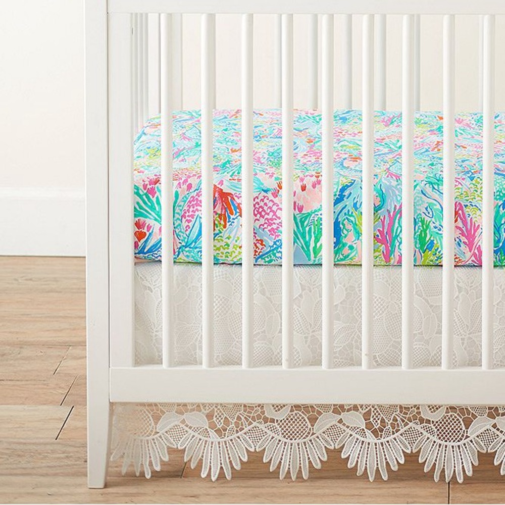 Lilly Pulitzer Crib Sheet, Crib Skirt, and elephant! All Lilly and all like new!